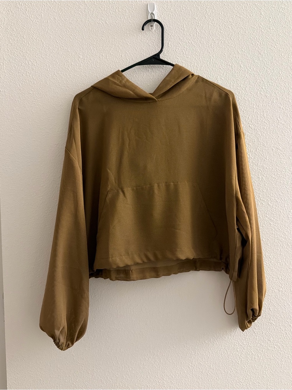 Women's Cropped Mesh Hoodie - Brown